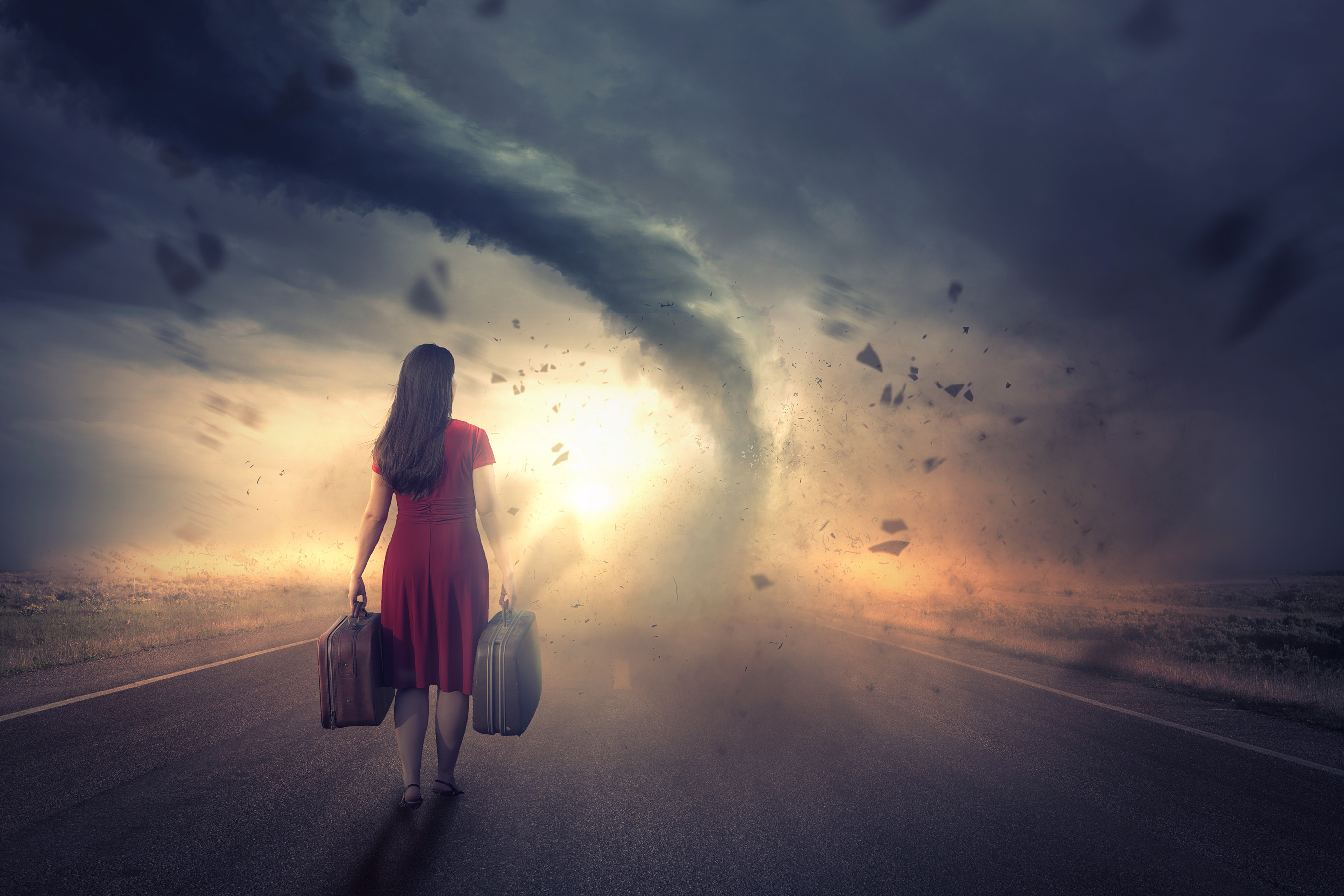 Woman and tornado